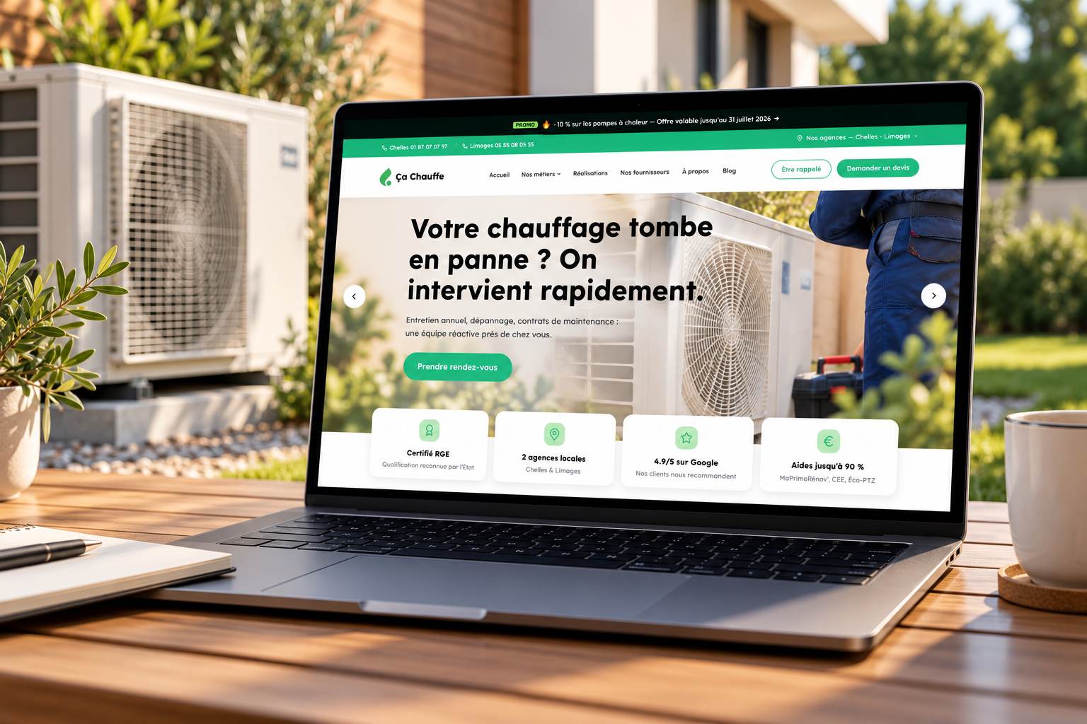 Capture d’écran du site ca-chauffe.fr